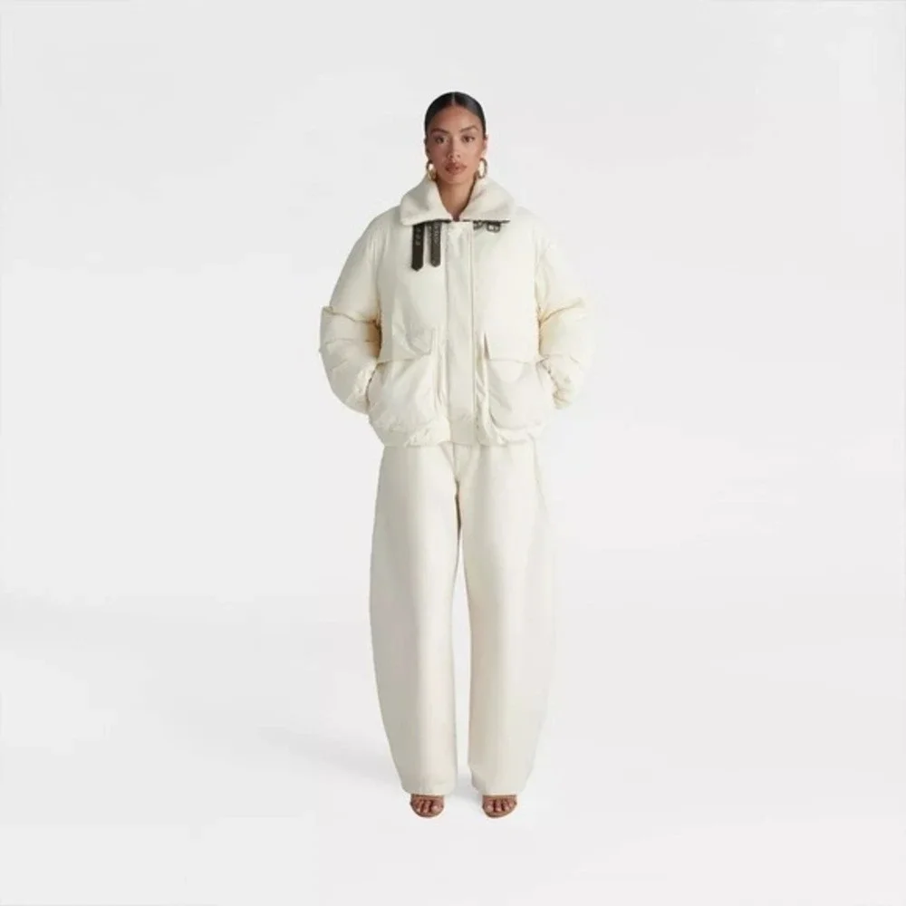 KBB KAHLANA Target Women's XS / Extra Small The Utility Puffer Coat Jacket Cream - Picture 4 of 9